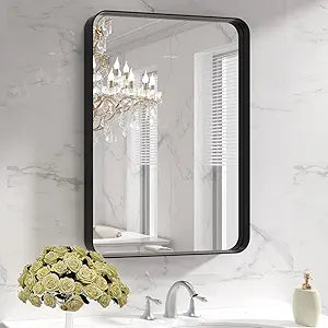 LOAAO Black Metal Framed Bathroom Mirror for Wall, 22X30 Inch